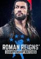 Roman Reigns looking fierce, showcasing his championship titles and ready for action in the wrestling ring.