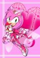 Amy Rose in a pink dress holding a heart, embodying her cheerful and romantic personality in a vibrant anime style.