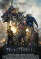 Optimus Prime y personajes principales de "Transformers: La Era de la Extinción" en un emocionante póster de película.