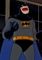 Batman laughing with a wide grin, showcasing his playful side in a vibrant, animated style. Iconic superhero moment.