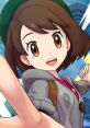 Cheerful Gloria from Pokémon Masters EX showcasing her playful side with a bright smile and dynamic pose.