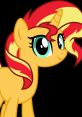 Sunset Shimmer, a colorful unicorn pony with vibrant red and yellow mane, known from My Little Pony series.