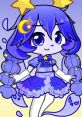 Charming blue-haired character with stars and moon accessories, embodying a whimsical Wishping style in vibrant colors.