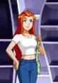 Sam from Totally Spies! poses confidently in a trendy outfit, showcasing her iconic red hair and stylish handbag.