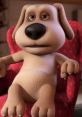 Animated character Ben the dog relaxing in a red chair, showcasing his laid-back personality and tech-savvy charm.