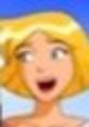 Excited Shelly from Totally Spies! with blonde hair, showcasing her energetic personality in a vibrant, fun setting.