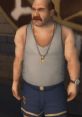 Mr. Burton stands in a gym outfit, showcasing his muscular build and distinctive mustache, embodying an authoritative presence.