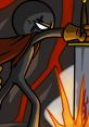 Wrathnar from StickWar readies for battle, wielding a sword amidst flames, showcasing power and determination.
