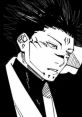 Ryomen Sukuna in a contemplative pose, showcasing his distinctive spiky hair and intricate facial markings.