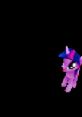 Pixel art of a purple unicorn with vibrant blue and pink mane, embodying a whimsical "Peanut sigma" vibe.