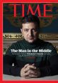 Volodymyr Zelenskyy featured on the cover of Time, discussing his role amid geopolitical tensions with Putin and Trump.