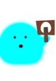 Cute blue character holding a sign, embodying the playful essence of Melloart style. Perfect for creative projects!