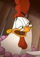 Gallina Gorda from Huevocartoon, animated character with large eyes, vivid makeup, and a sassy expression in pink boa.