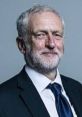 Jeremy Corbyn, prominent British politician, smiling in a formal suit with a blue tie, against a light background.