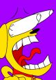 Excited cartoon dog with exaggerated features against a vibrant purple background, embodying the playful spirit of Fetch (V2).