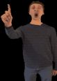 Person expressing a strong idea while pointing, representing enthusiasm related to the Principal of Thing concept.