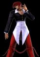 Iori Yagami from KOF Maximum Impact in iconic outfit, showcasing signature fiery red hair and stylish attire.