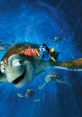 Nemo and Dory swim with turtles in colorful underwater scene from *Finding Nemo*, exploring ocean adventures together.