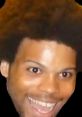 Excited expression of a man with curly hair, often associated with the meme culture around "Trihard n.