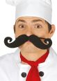 Chef with a large mustache and surprised expression, embodying a humorous yet eerie vibe perfect for a VERY SCARY VOICE theme.