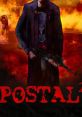 Cowboss Junkyard scene from Postal 2 featuring a menacing figure holding an assault rifle amidst chaos and flames.