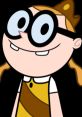 Cheerful character Grace from AUS Oddcast, featuring big glasses and a bright yellow outfit, radiating positivity and charm.