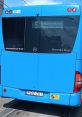Blue Mercedes-Benz bus displaying route 5, serving Rakosfalva and Kossuth utca for public transportation in Budapest.