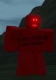 Red Roblox character promoting "team c00lkid" with glowing red eyes, standing in a rugged landscape. Join today!