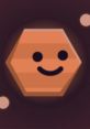 Happy hexagon character representing PolyMars, set in a playful cosmic background. Ideal for gaming and animation contexts.