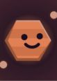 Cute hexagon character with a smile, showcasing Polymars Voice's playful and engaging design elements.