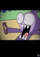 Excited purple character reacts to a shocking video on their phone, embodying the humorous spirit of Bluudud.