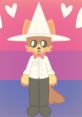 Character from Pizzy Fizzy Voice wearing a white hat and bowtie, set against a colorful gradient background.