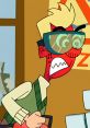 Angry character wearing goggles, expressing frustration in a playful cartoon style, embodying the "Angry Hugh Test" concept.
