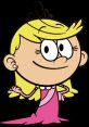 Lola Loud from The Loud House poses confidently in a pink gown with a playful smile, showcasing her vibrant personality.