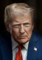 Donald Trump V2.0 with a serious expression, dressed in a suit and red tie, showcasing determination and leadership.