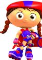Wonder Red from "Super Why!" in vibrant costume with roller skates, ready for an adventure in the world of stories.