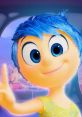 Joy from Inside Out smiles and gestures positively, showcasing her vibrant personality and colorful essence.