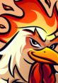 Fiery cartoon rooster with vibrant flames for a bold and engaging quiz theme, perfect for a fun quiz simple design.
