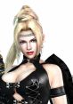 Rachel from DOA5 with striking blue eyes, sporting a stylish black outfit, exudes confidence and strength.