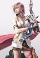 Lightning from Final Fantasy 13 poses confidently, wielding her iconic weapon with determination and strength.