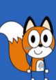 Cheerful orange character, Manny from Mushy-Mush, with a playful expression against a blue background. Kids' animation delight!