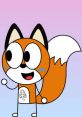 Manny from Mushy-Mushy (2022) is a cheerful orange fox character with a fluffy tail, set against a pastel background.