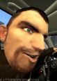 Close-up of a cartoonish male character with exaggerated features driving a luxurious car, showcasing unique animation style.