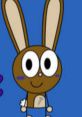 Cute brown cartoon rabbit character with big ears, smiling against a blue background, representing Fingo from Mushy-Mush.