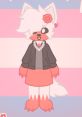 Cute anthropomorphic character with fluffy white and pink fur, wearing a stylish outfit and a flower accessory, embodying Chiney Winey vibes.
