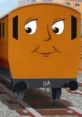 Cheerful Annie from Thomas & Friends, ready for another adventure on the tracks with her friend Clarabel.