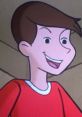Cheerful animated character Steve from Curious George, wearing a red shirt, showcasing his playful personality.