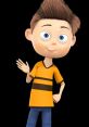 Tim from "Tim and Liza" waves cheerfully, wearing an orange and black striped shirt, showcasing his playful personality.