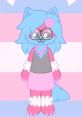 Stylized character with pink fur and blue hair, showcasing a trendy outfit and glasses, embodying the Icey Creamy Voice vibe.