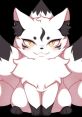 Stylized illustration of a fluffy, pink and black creature with striking eyes, reminiscent of fantasy characters.
